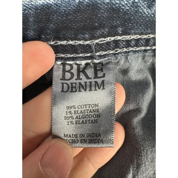 BKE Jeans Mens 32x31 Blue Jake Straight Whiskered Distressed Thick Stitch Denim - Picture 10 of 11